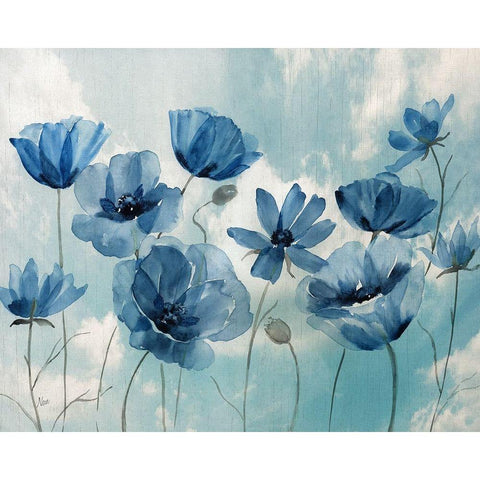 Springing Up Blue Black Modern Wood Framed Art Print with Double Matting by Nan