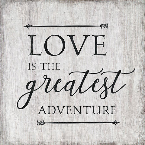 Love Adventure White Modern Wood Framed Art Print with Double Matting by CAD Designs