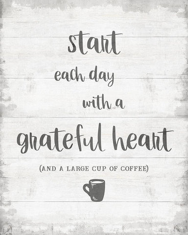 Grateful Coffee White Modern Wood Framed Art Print with Double Matting by CAD Designs