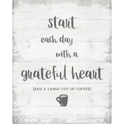 Grateful Coffee Black Modern Wood Framed Art Print with Double Matting by CAD Designs