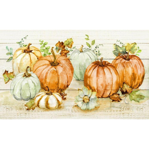 Harvest Pumpkins White Modern Wood Framed Art Print by Nan