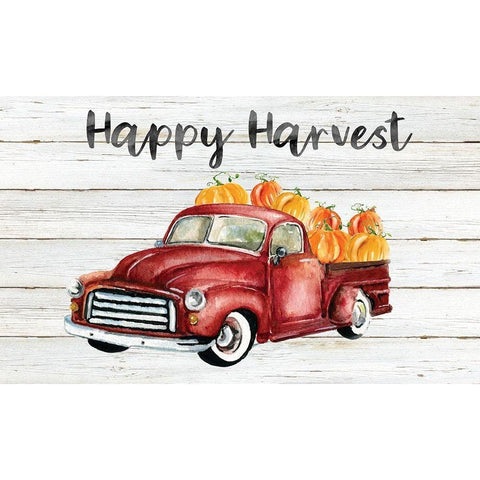 Happy Harvest Truck Black Modern Wood Framed Art Print by Robinson, Carol