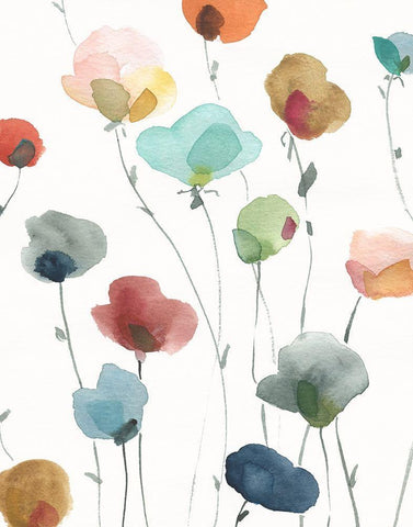 Lollipop Garden I White Modern Wood Framed Art Print with Double Matting by Robinson, Carol