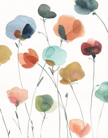 Lollipop Garden II White Modern Wood Framed Art Print with Double Matting by Robinson, Carol