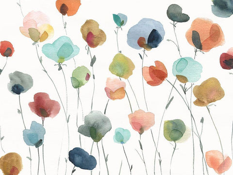 Lollipop Field Black Ornate Wood Framed Art Print with Double Matting by Robinson, Carol