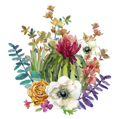 Scrumptious Succulents II White Modern Wood Framed Art Print with Double Matting by Robinson, Carol