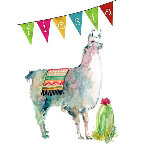 Fiesta Llama I Black Modern Wood Framed Art Print with Double Matting by Robinson, Carol