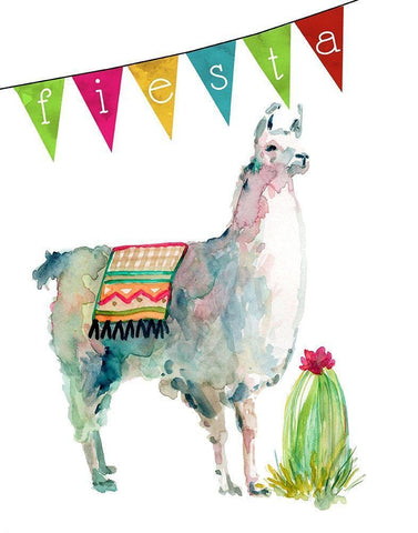 Fiesta Llama I White Modern Wood Framed Art Print with Double Matting by Robinson, Carol