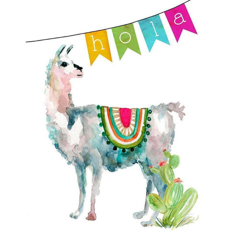 Fiesta Llama II White Modern Wood Framed Art Print by Robinson, Carol