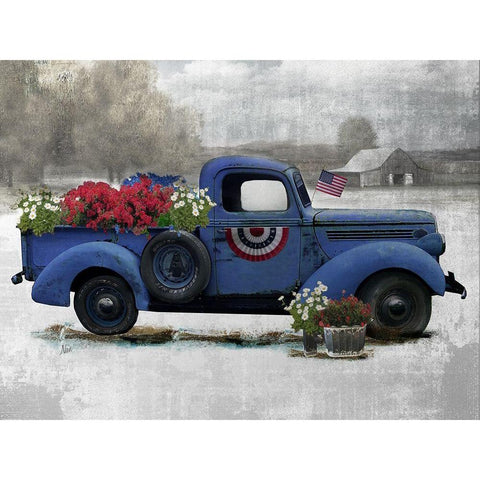 American Truck Blue White Modern Wood Framed Art Print by Nan