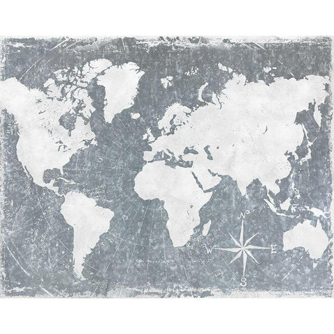 Galvanized Map White Modern Wood Framed Art Print by CAD Designs