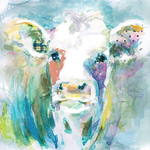 Playful Gracie White Modern Wood Framed Art Print with Double Matting by Robinson, Carol