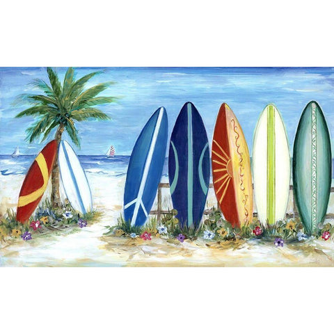 Surfs Up White Modern Wood Framed Art Print by Dunlap, Marilyn