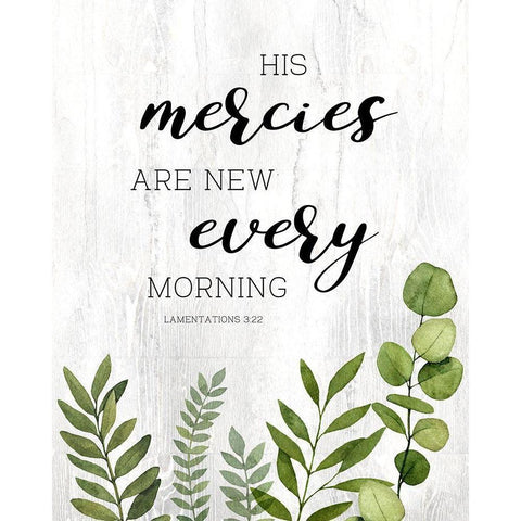 Mercies White Modern Wood Framed Art Print by Knutsen, Conrad