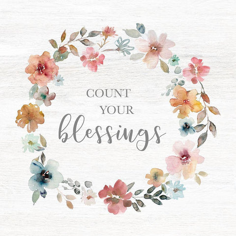 Count Your Blessings White Modern Wood Framed Art Print with Double Matting by Robinson, Carol