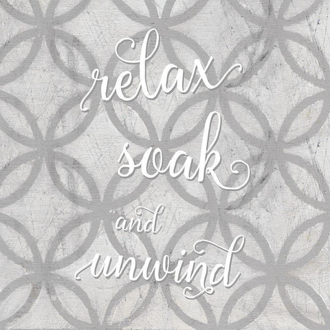 Relax, Soak, Unwind White Modern Wood Framed Art Print by Robinson, Carol