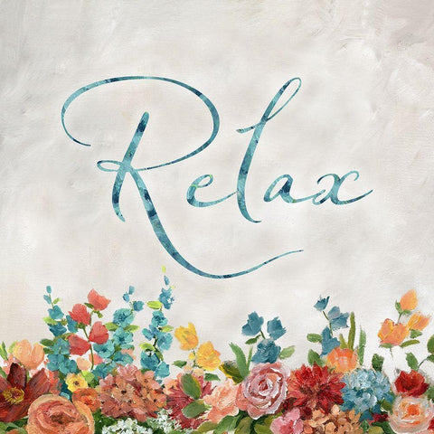 Floral Relax White Modern Wood Framed Art Print by Nan