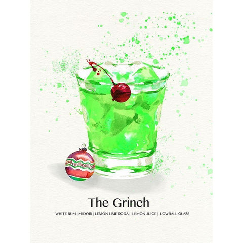 The Grinch Cocktail White Modern Wood Framed Art Print by Jill, Susan