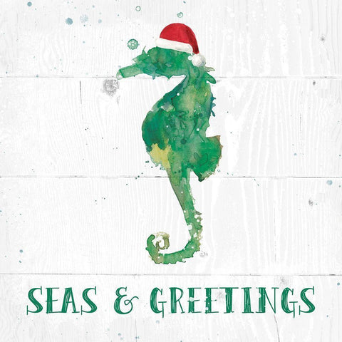 Seas and Greetings Black Ornate Wood Framed Art Print with Double Matting by Robinson, Carol