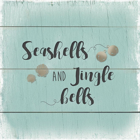 Seashells and Jingle Bells Black Ornate Wood Framed Art Print with Double Matting by Robinson, Carol