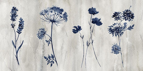 Indigo Row White Modern Wood Framed Art Print with Double Matting by Knutsen, Conrad