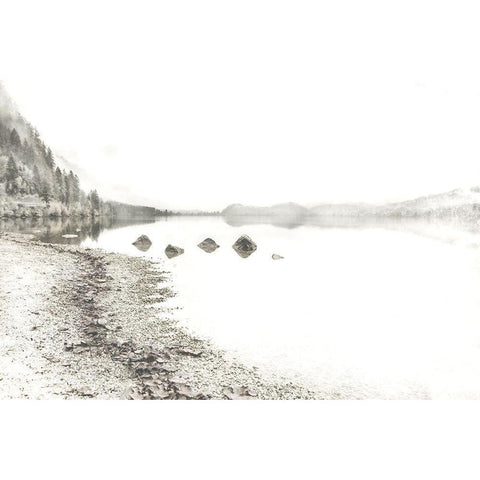 Taupe Lake Walk Gold Ornate Wood Framed Art Print with Double Matting by Weisz, Irene