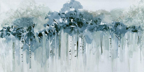Blue Birch Morning Black Ornate Wood Framed Art Print with Double Matting by Jill, Susan