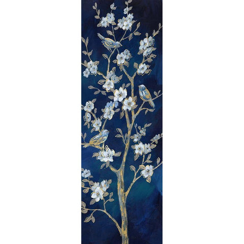 Indigo Spring II Black Modern Wood Framed Art Print with Double Matting by Nan