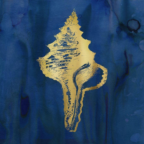 Indigo Sea Treasure I White Modern Wood Framed Art Print with Double Matting by Robinson, Carol