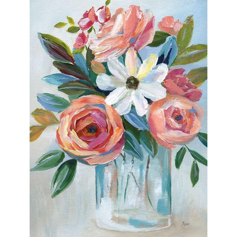 Fiesta Blooms Black Modern Wood Framed Art Print with Double Matting by Stefan, Alix