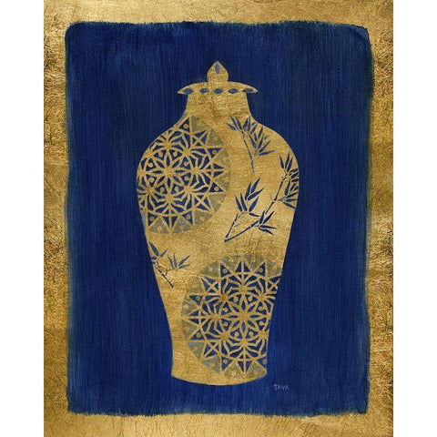 Sapphire and Gold Urn II Gold Ornate Wood Framed Art Print with Double Matting by Tava Studios