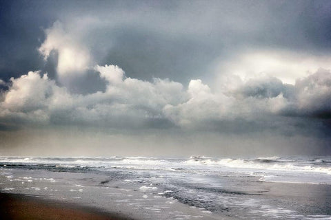 Dramatic Coast White Modern Wood Framed Art Print with Double Matting by Van de Goor, Lars