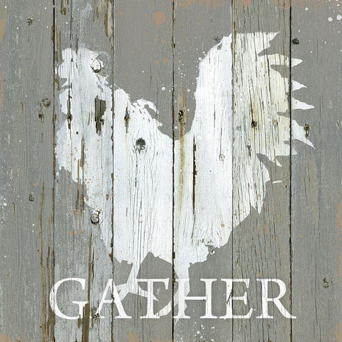 Rooster Gather Black Modern Wood Framed Art Print by Robinson, Carol