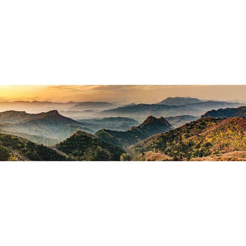 Jinshanling Mountains Gold Ornate Wood Framed Art Print with Double Matting by Delimont, Danita