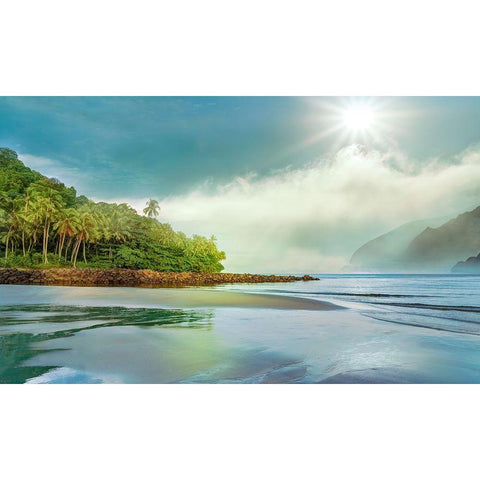 Jungle Meets the Sea Gold Ornate Wood Framed Art Print with Double Matting by Calascibetta, Mike