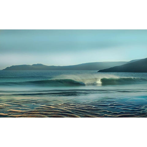 Waves Meet Black Modern Wood Framed Art Print with Double Matting by Calascibetta, Mike