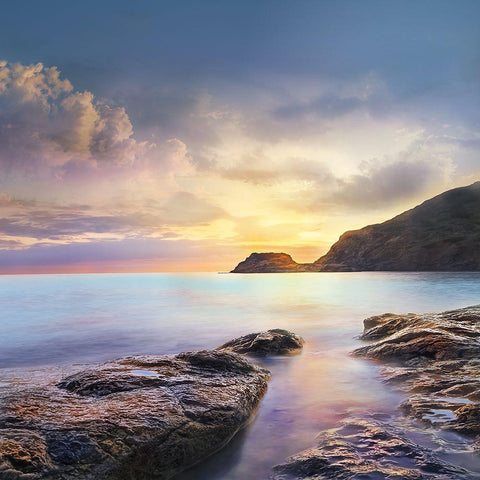 Cove Twilight Black Ornate Wood Framed Art Print with Double Matting by Calascibetta, Mike