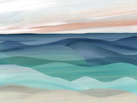 Shifting Seas White Modern Wood Framed Art Print with Double Matting by Robinson, Carol