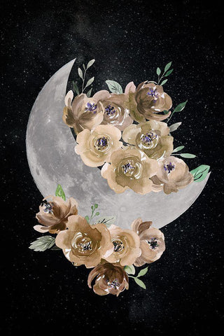 Bohemian Moon Black Ornate Wood Framed Art Print with Double Matting by Santiago, Daniela