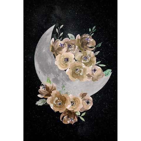Bohemian Moon Black Modern Wood Framed Art Print by Santiago, Daniela
