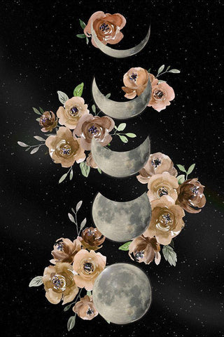Bohemian Lunar Black Ornate Wood Framed Art Print with Double Matting by Santiago, Daniela