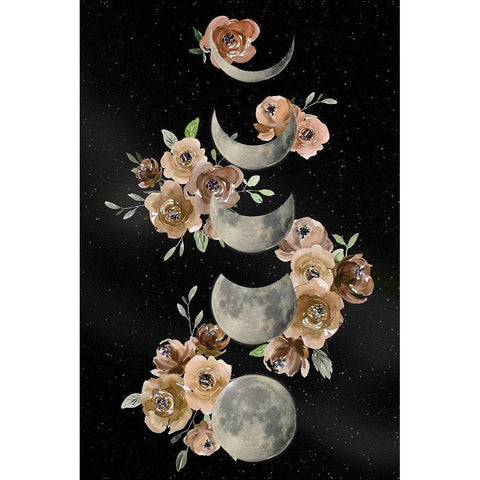 Bohemian Lunar Black Modern Wood Framed Art Print by Santiago, Daniela