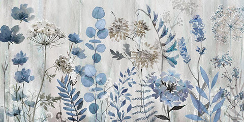 Blue Meadow White Modern Wood Framed Art Print with Double Matting by Knutsen, Conrad