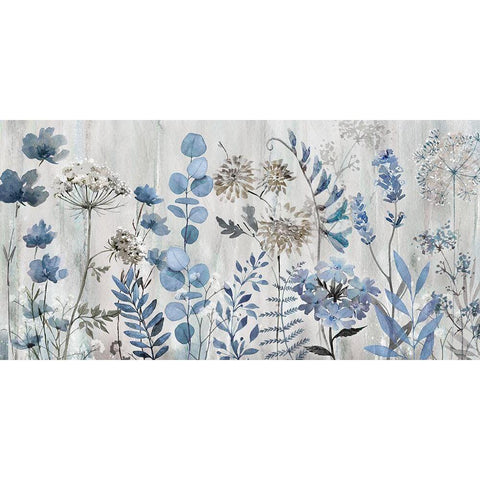 Blue Meadow Black Modern Wood Framed Art Print by Knutsen, Conrad