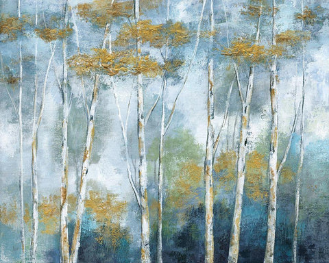 Indigo Forest White Modern Wood Framed Art Print with Double Matting by Nan