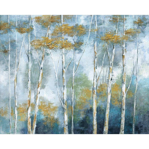 Indigo Forest Black Modern Wood Framed Art Print with Double Matting by Nan