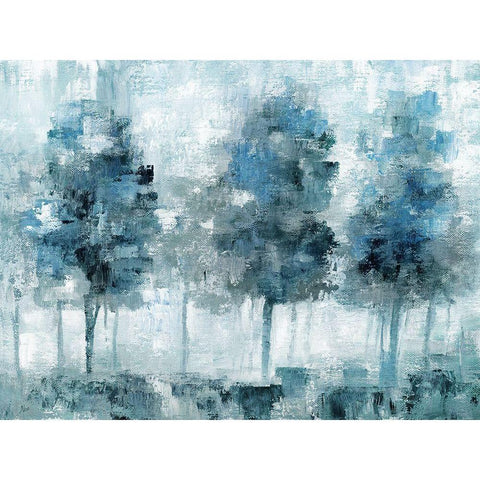 Shady Blue Forest Black Modern Wood Framed Art Print with Double Matting by Nan