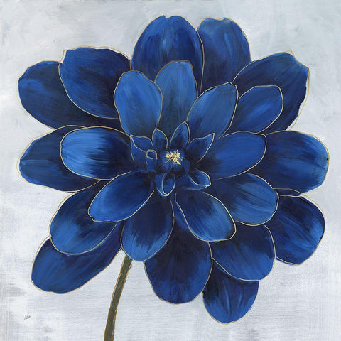 Indigo Dahlia Black Modern Wood Framed Art Print by Nan