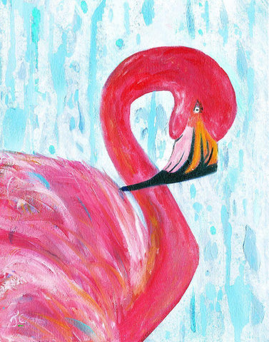 Flamingo I Black Ornate Wood Framed Art Print with Double Matting by Cole, Jan