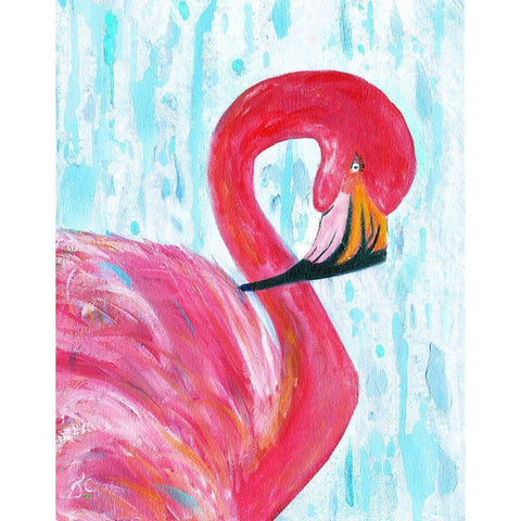 Flamingo I Black Modern Wood Framed Art Print by Cole, Jan